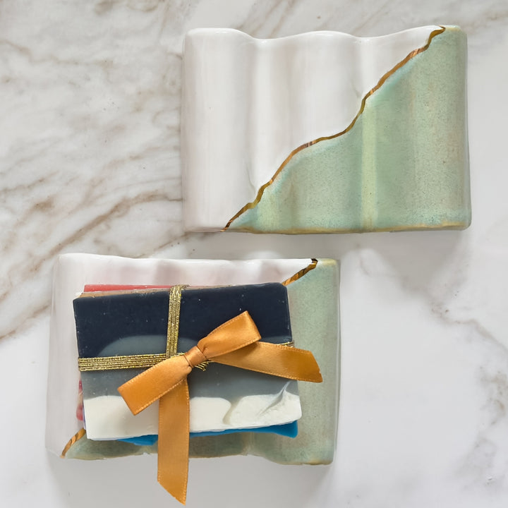 Gold Wave Ceramic Soap Dish