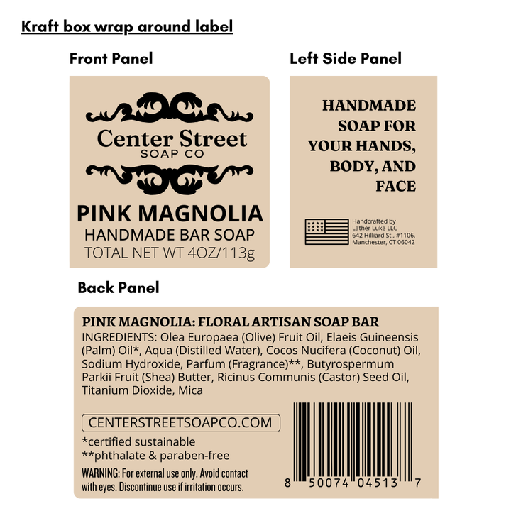 Pink Magnolia Handmade Soap Bar (4oz)