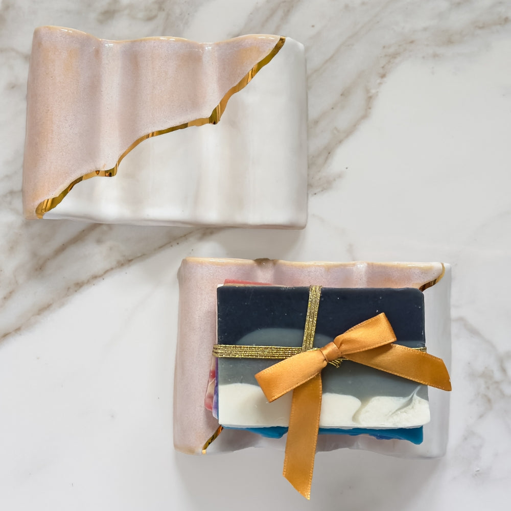 Gold Wave Ceramic Soap Dish