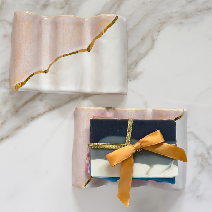 Gold Wave Ceramic Soap Dish